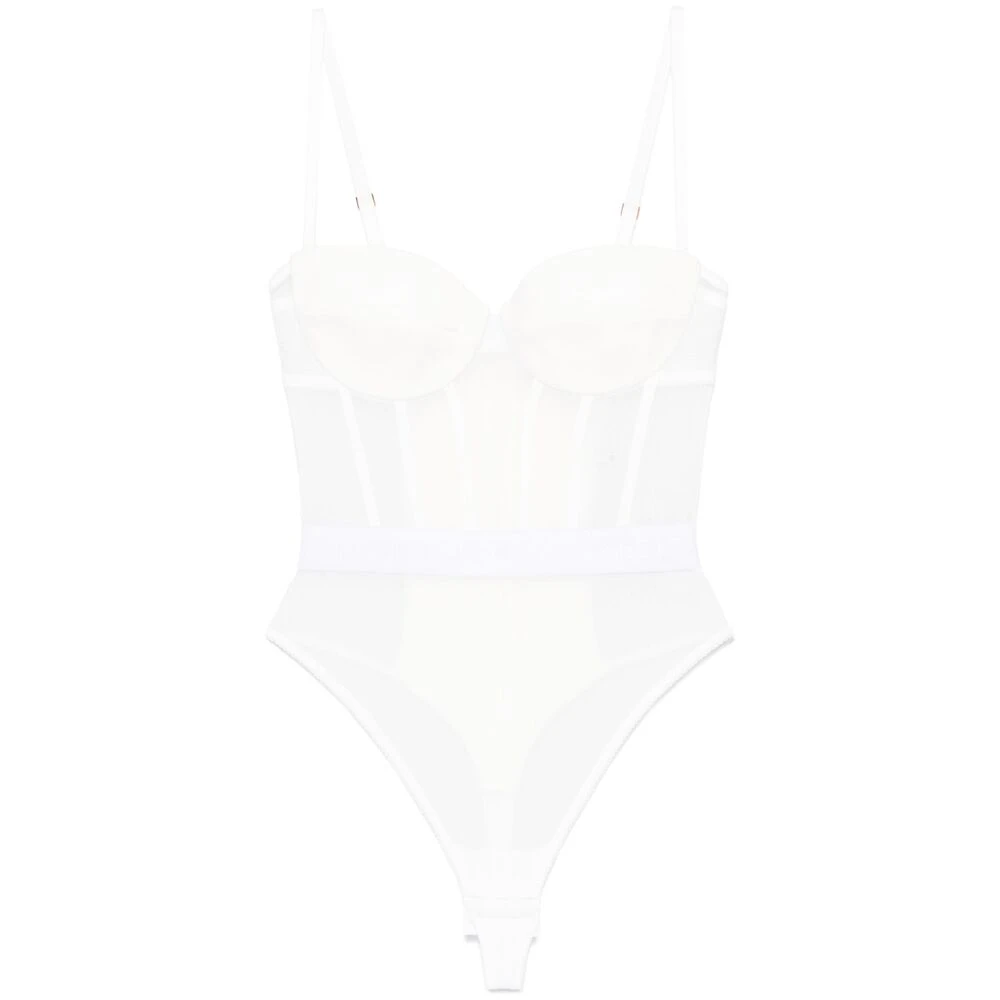 Elisabetta Franchi Witte Bodysuit met Verstelbare Bandjes White Dames