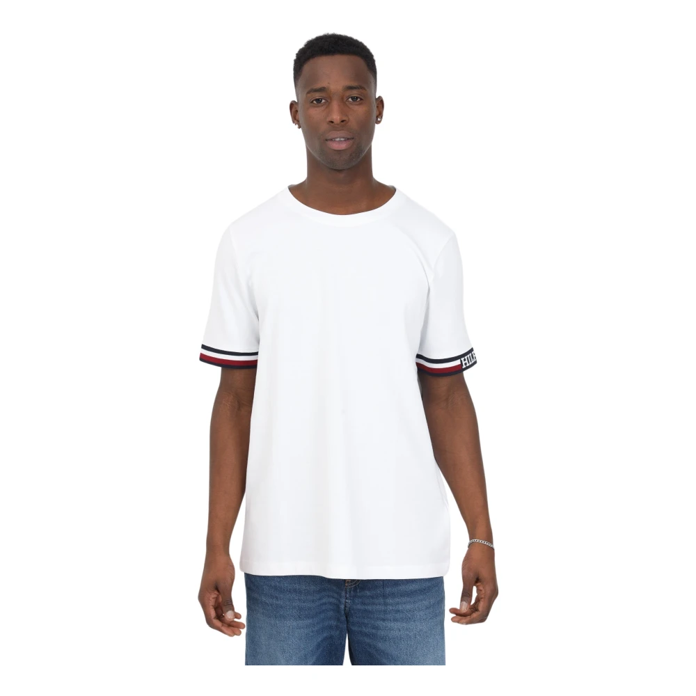 Tommy Hilfiger Retro Katoenen T-shirt met Contraststrepen White Heren