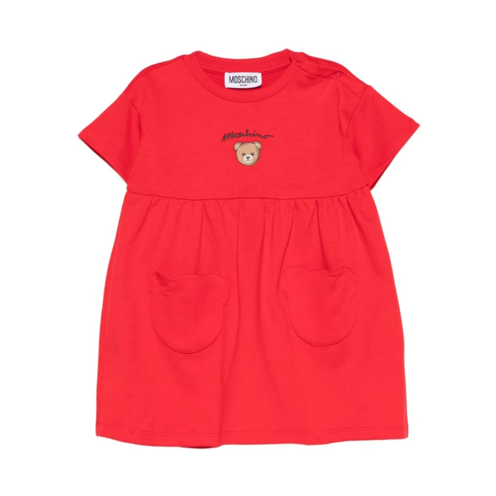 Moschino Unisex Kids Red Kids Occasion Wear, 12 M, Bear Logo Dress
