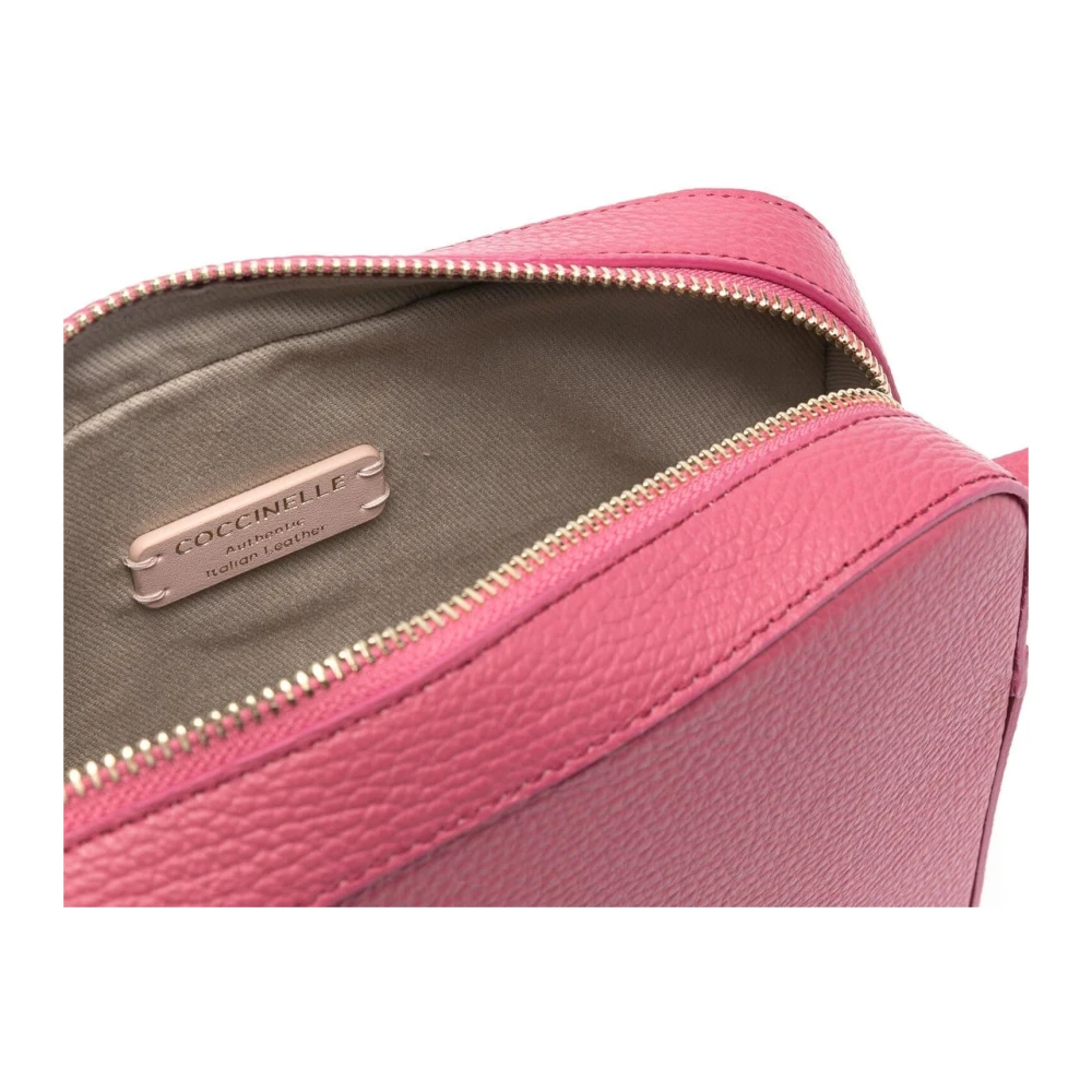 Coccinelle Stijlvolle leren schoudertas met rits Pink Dames