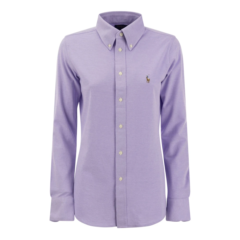 Ralph Lauren Katoenen Oxford Overhemd met Puntige Kraag Purple Dames