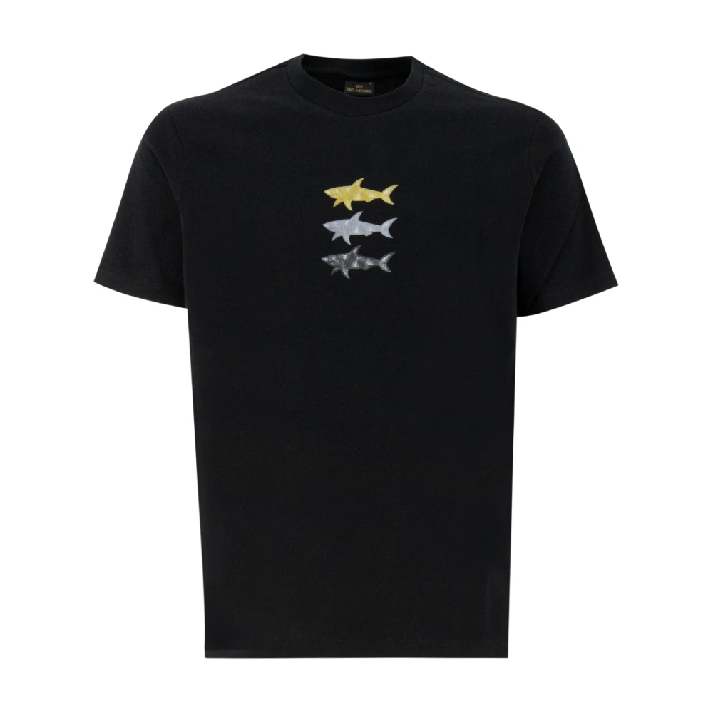 PAUL & SHARK Katoenen Crew-neck T-shirt met Print Black Heren