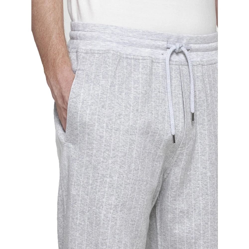 BRUNELLO CUCINELLI Elastische Taille Gestreepte Broek Gray Heren
