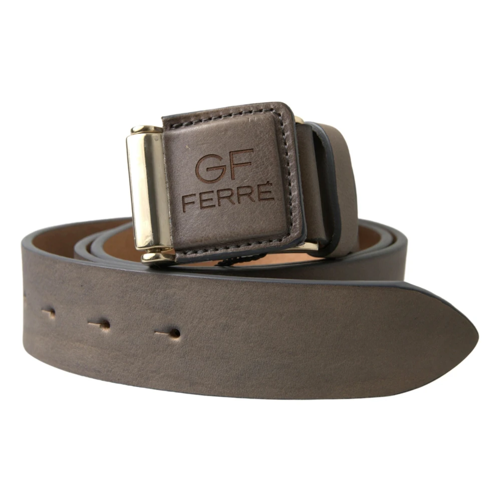 Gianfranco Ferré Elegante Leren Riem met Gegraveerde Gesp Brown Dames