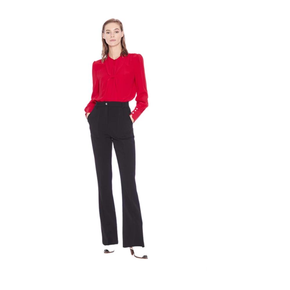 Manila Grace Wijde Broek Black Dames