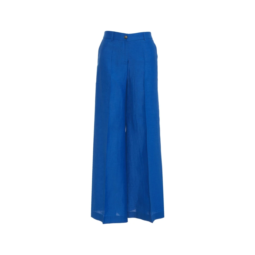 Kaos Blauwe Wijde Linnen Broek Blue Dames