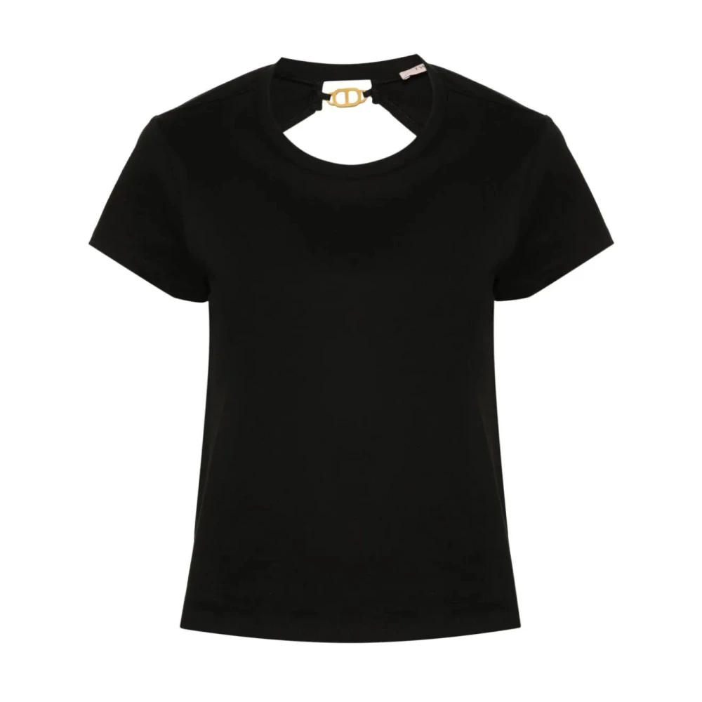Twinset T-shirt met Logo en Cut-Out Black Dames