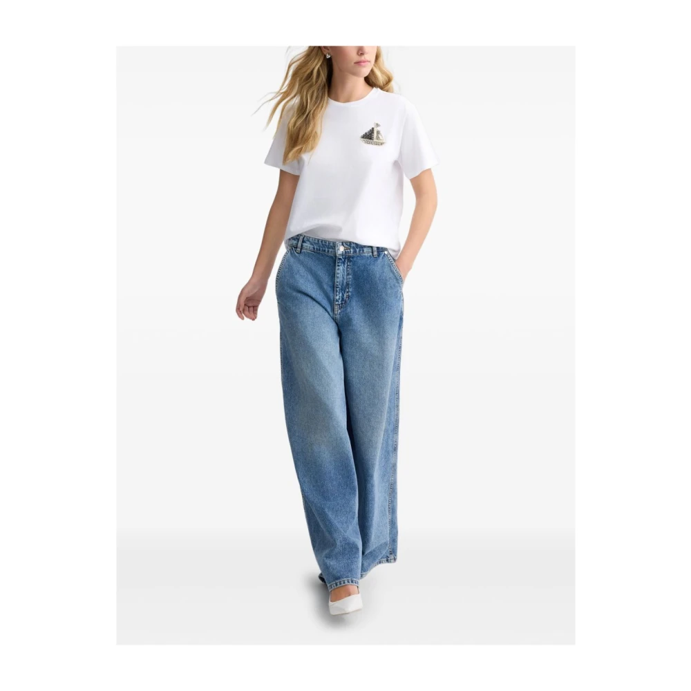 Liu Jo Rhinestone Crew Neck T-shirts en Polos White Dames