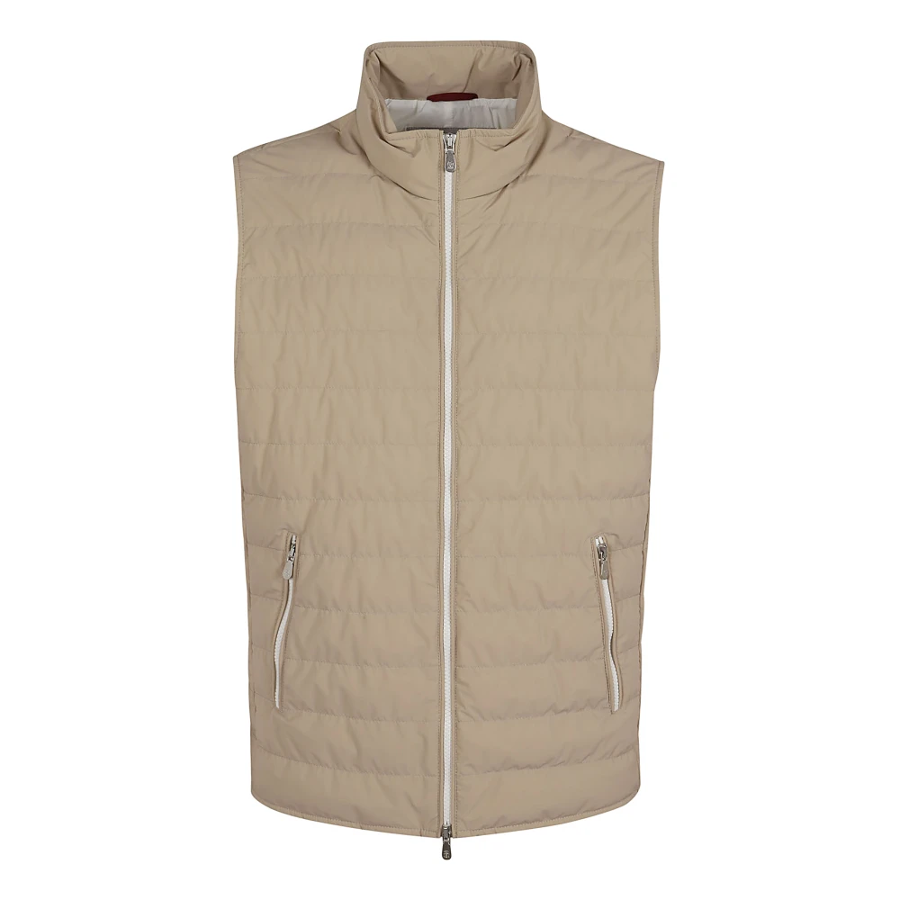 BRUNELLO CUCINELLI Nude & Neutrals Down Vest Aw24 Beige Heren