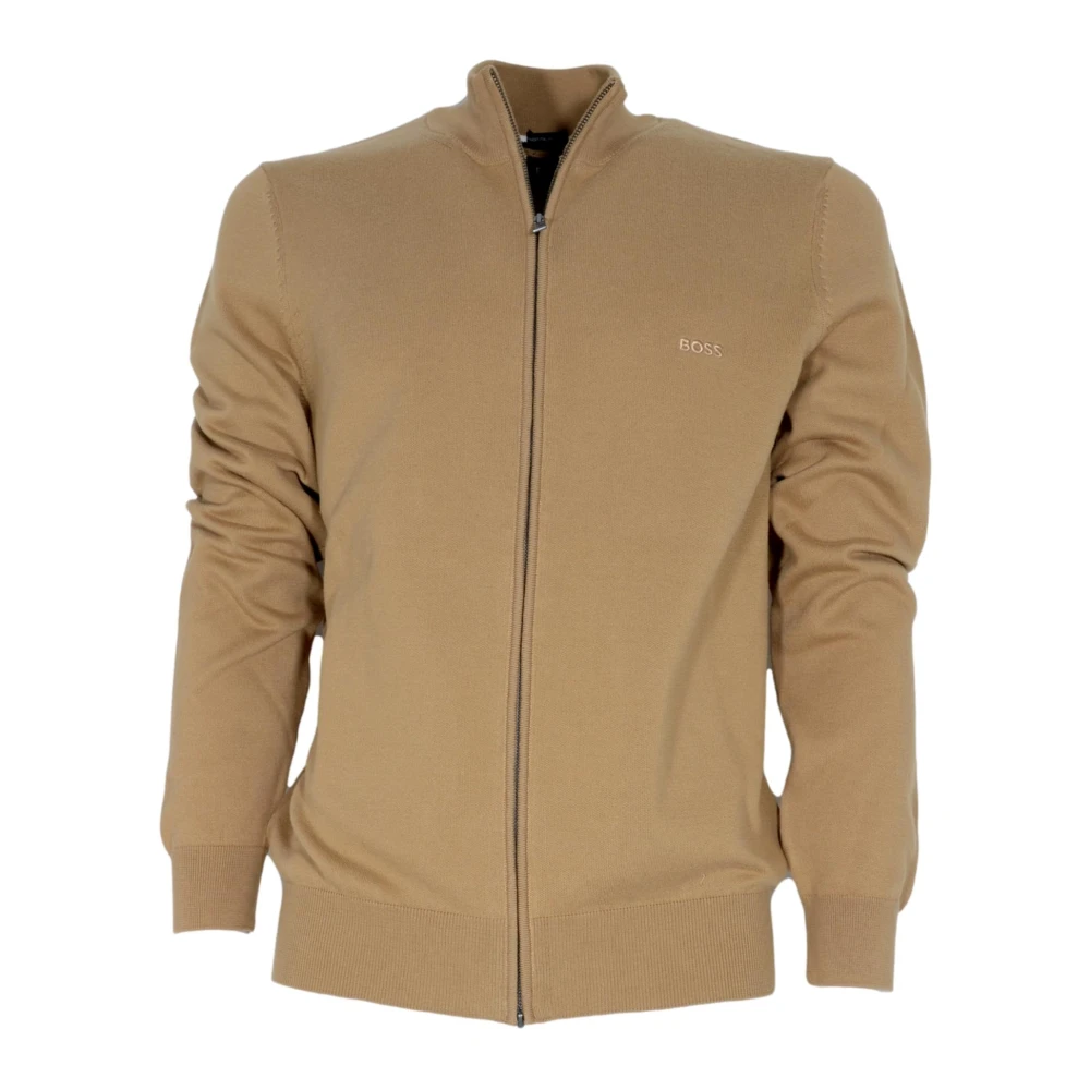 Hugo Beige Embroidered Logo Cardigan - Male - Cardigans - Xl - Knitwear