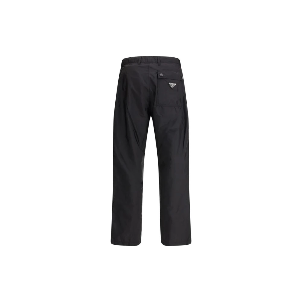Prada Klassieke Nylonbroek met Voorzijde Sluiting Black Heren