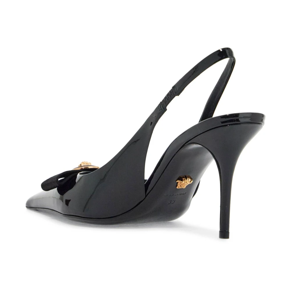 Versace Ribbon Slingback Patent Leren Hakken Black Dames