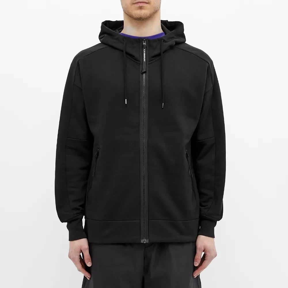 C.P. Company Diagonaal verhoogde fleece hoodie Goggle Black Heren