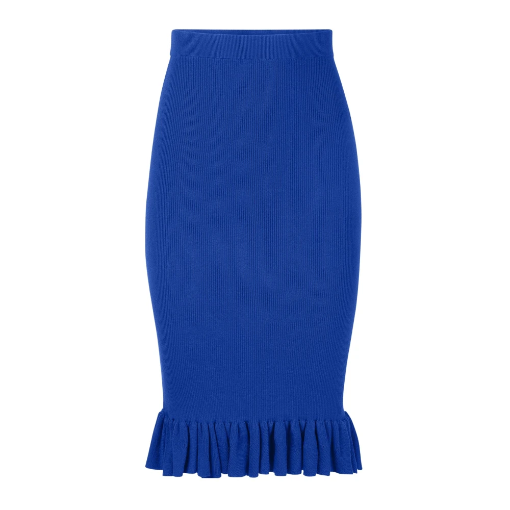 Nina Ricci Blauwe Gerimpelde Peplum Midi Rok Blue Dames