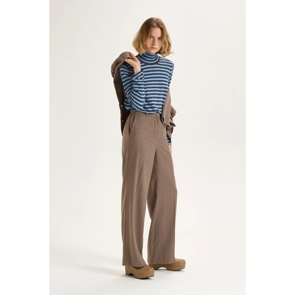 Maliparmi Gestreepte Broek Gray Dames