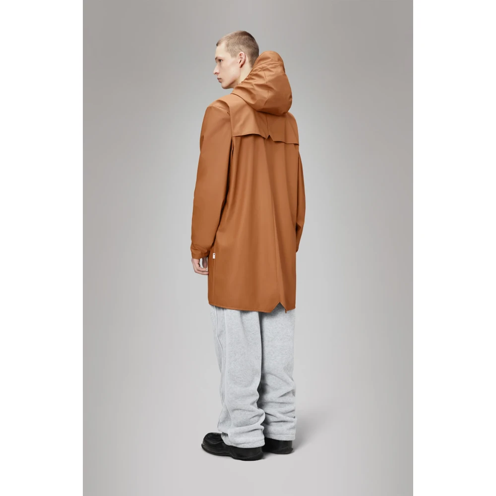 Rains Waterdichte Lange Jas Minimalistische Stijl Brown Heren
