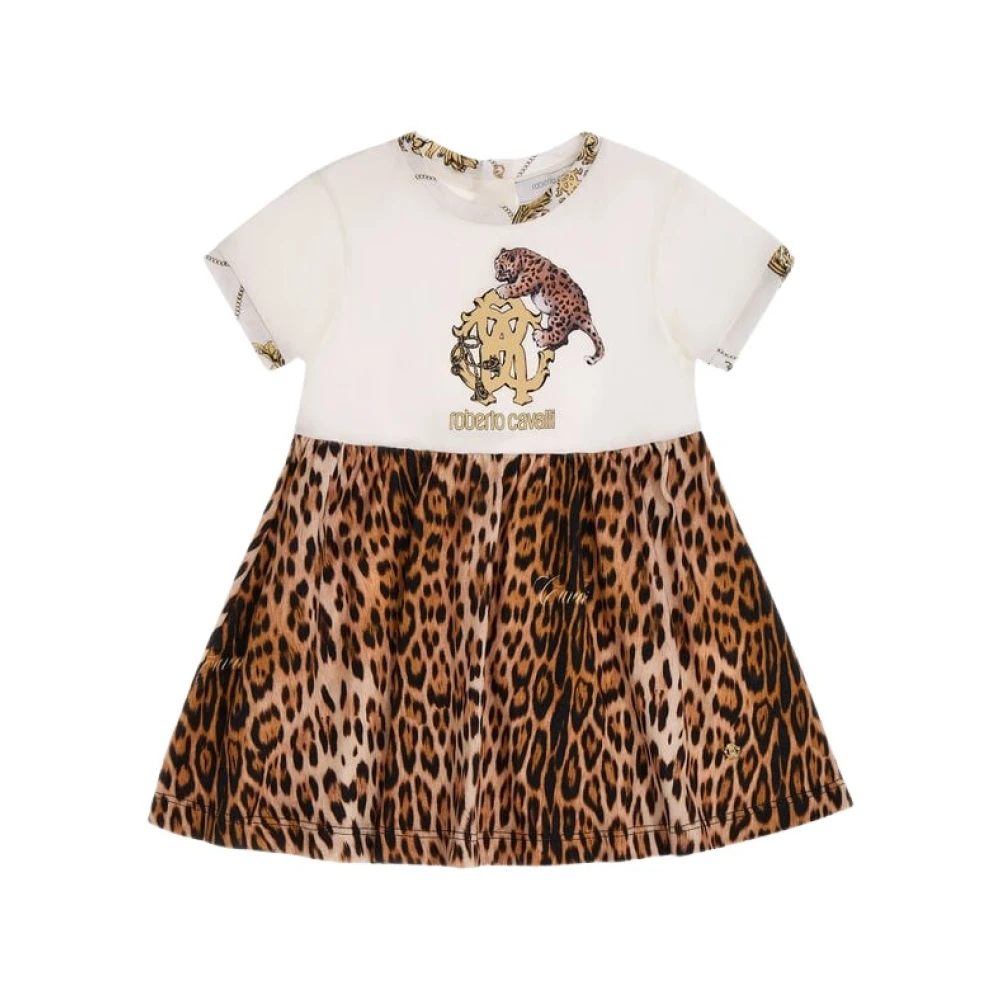 Roberto Cavalli Brown Dresses, Female, 2 Y, Jaguar Skin Print Dress