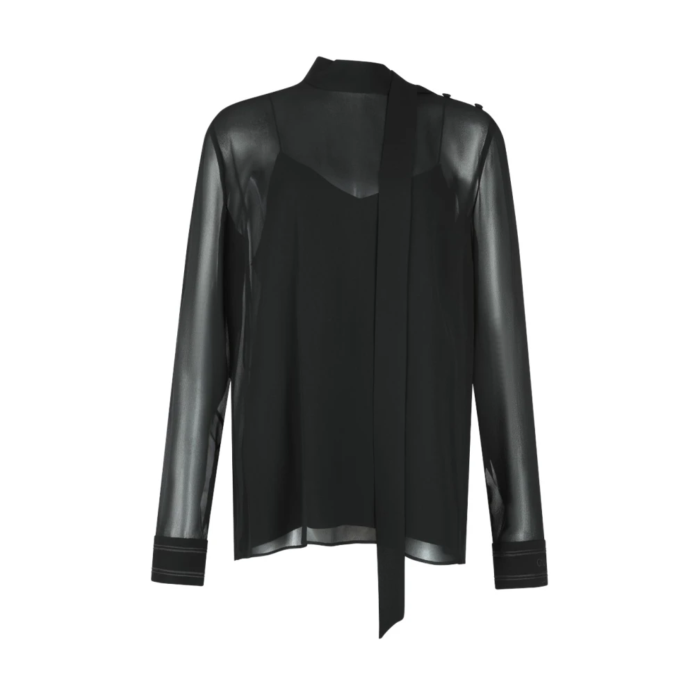 Gucci Zwart Zijden Kant Lange Mouw Shirt Black Dames