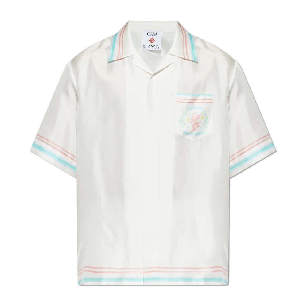 Casablanca Men's White Dance Joy Silk Shirt - Short Sleeve Shirts - L - Shirts