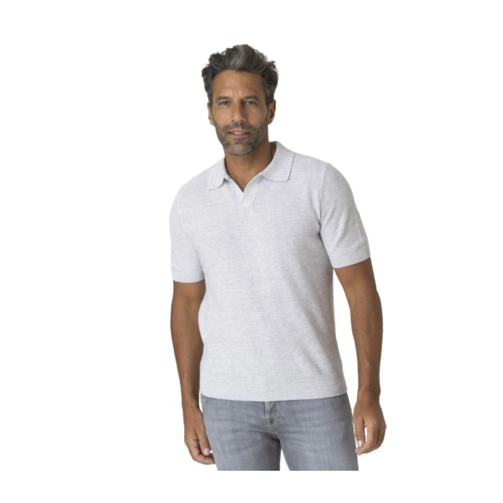 Gran Sasso Homme Bleu - Polo Gris En Maille Crochet Skipper - Tops - Taille: Xl