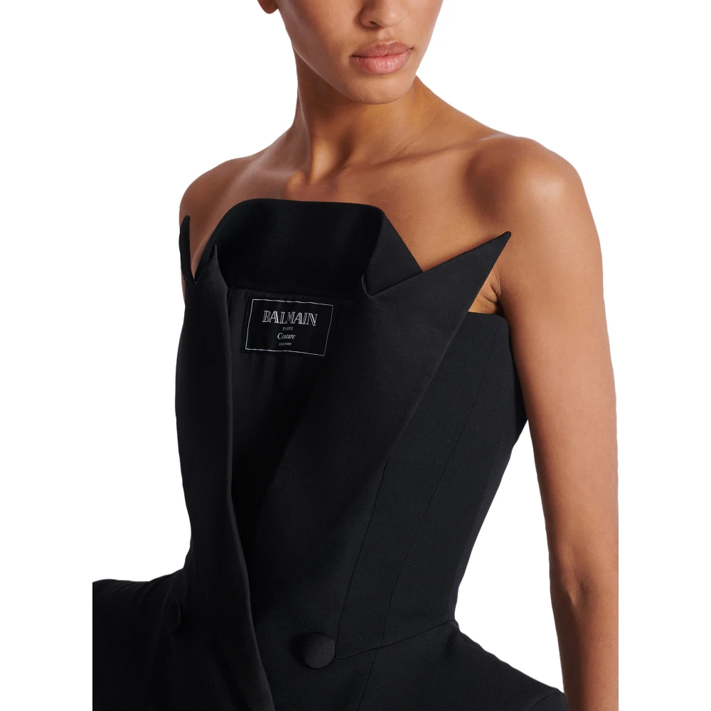 Balmain Grain de poudre Baskische bustierjurk Black Dames