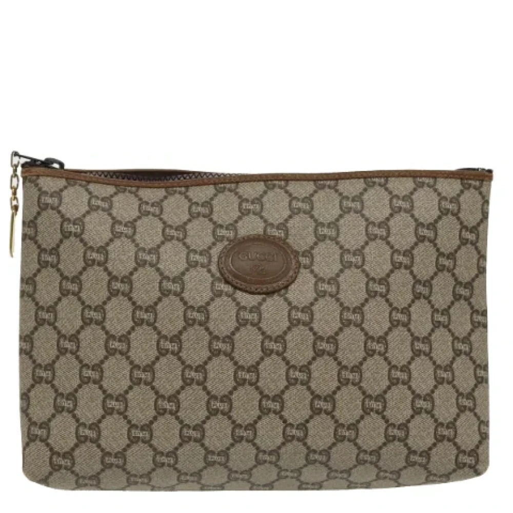 Gucci Vintage Pre-owned Canvas clutches Beige Dames