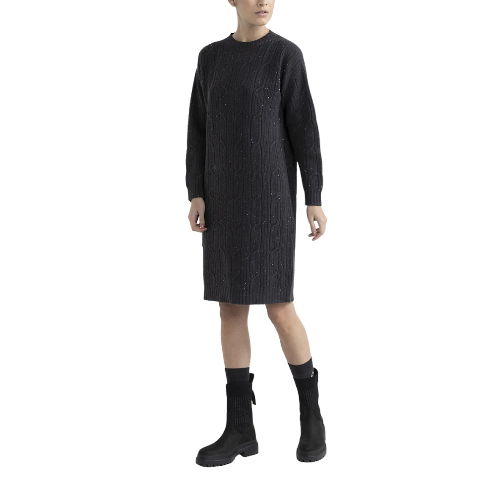 PESERICO Wol zijde kasjmier en lurex midi-jurk Gray Dames