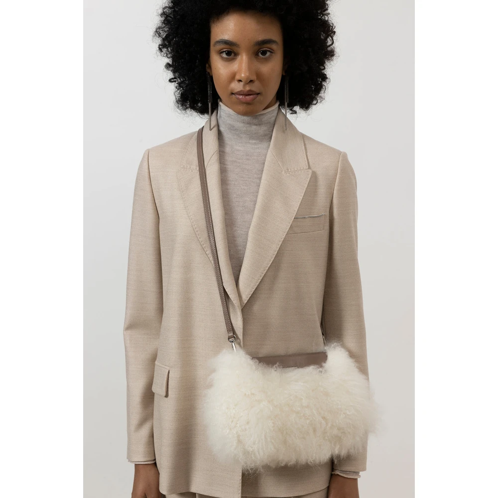 PESERICO Echte bont- en echt leren clutch tas White Dames
