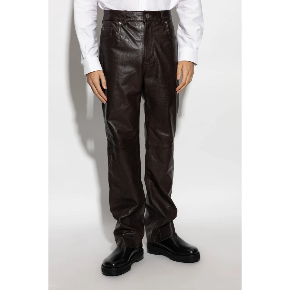 Ami Paris Leren broek Brown Heren