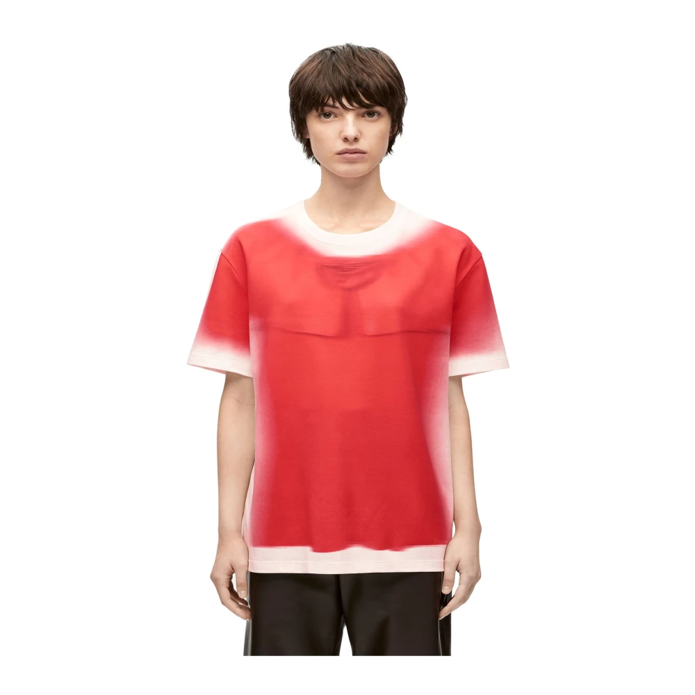 Loewe Blurred Katoenen Jersey T-Shirt Red Dames