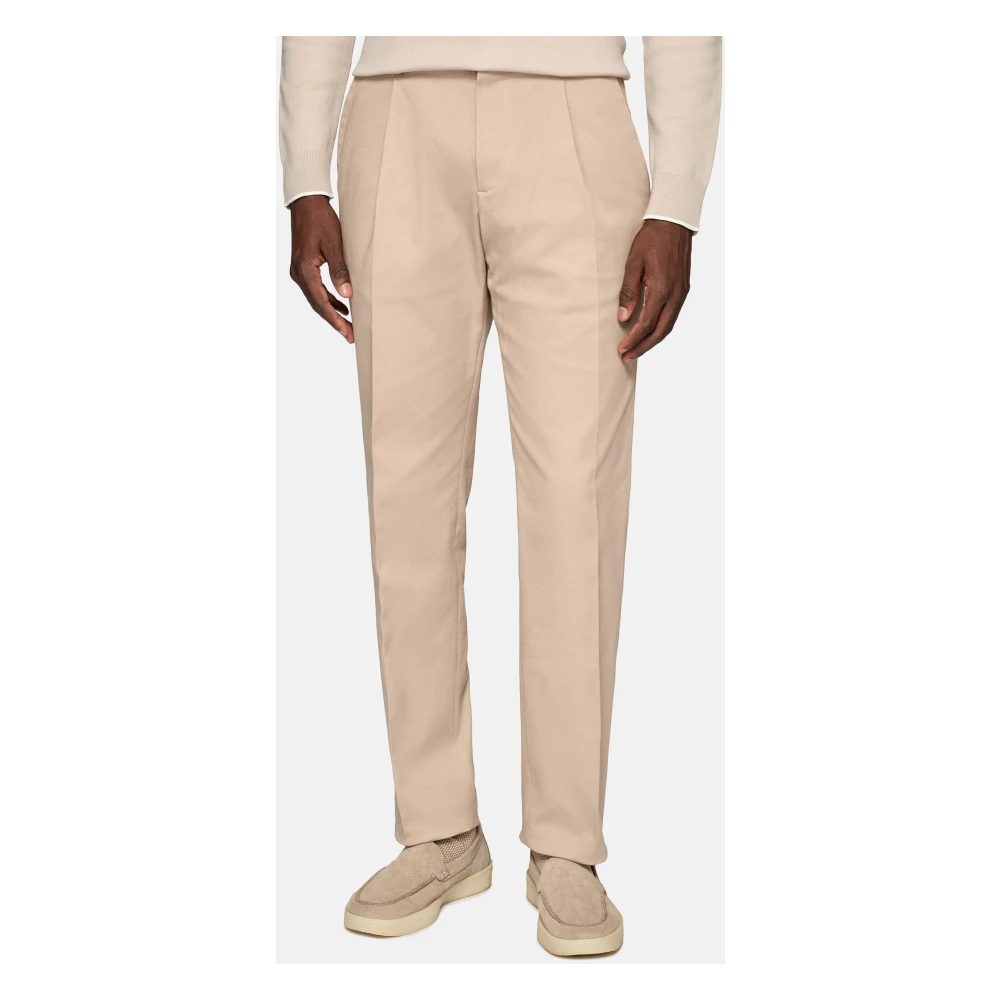 Boggi Milano Stretch Katoenen Gabardine Broek Beige Heren