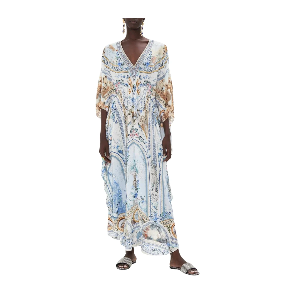 Camilla Oceaanblauwe Bloemen Kaftan Multicolor Dames