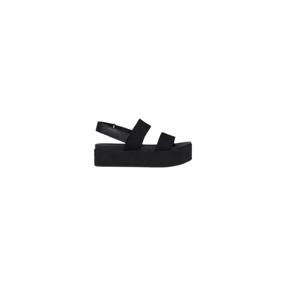Calvin Klein Jeans Women's Black Cotton Platform Strap Sandals