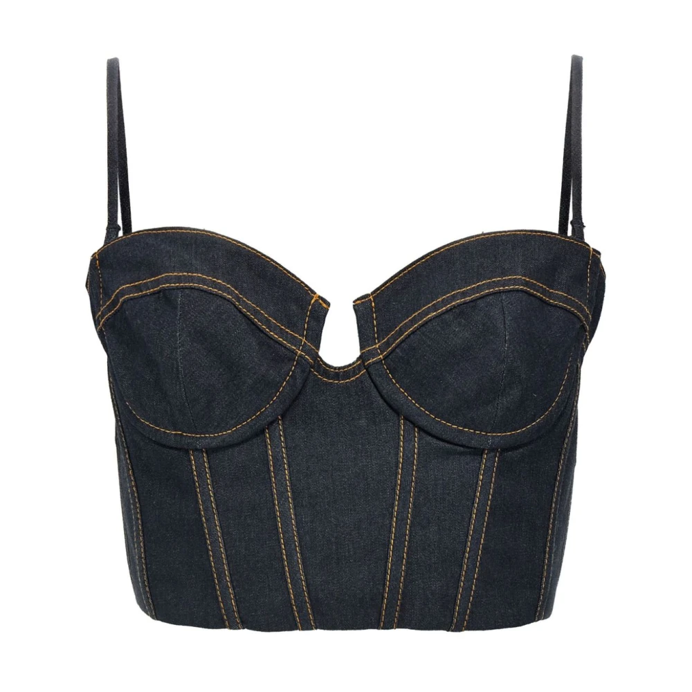 Zimmermann Blauwe Denim Korset Shirt met Gerimpeld Detail Blue Dames