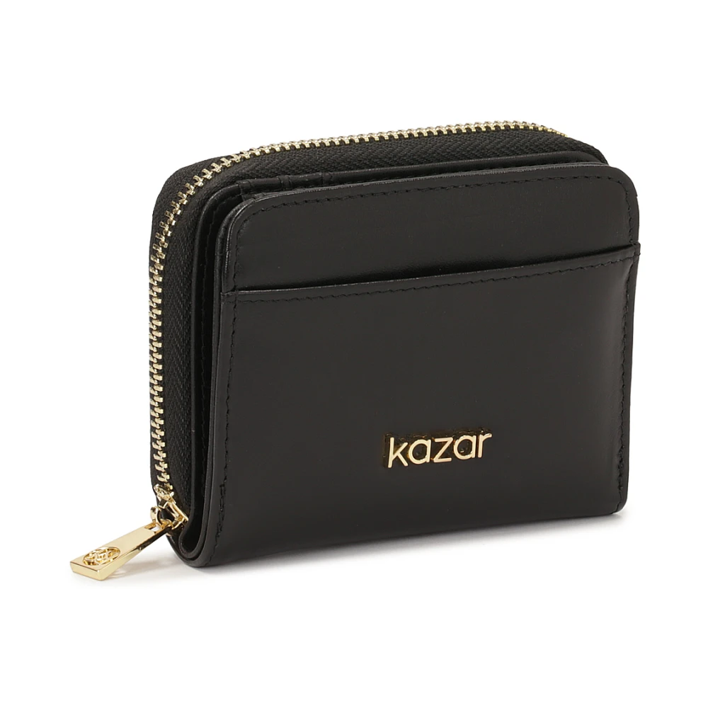 Kazar Compacte zwarte ritssluiting portemonnee Black Dames
