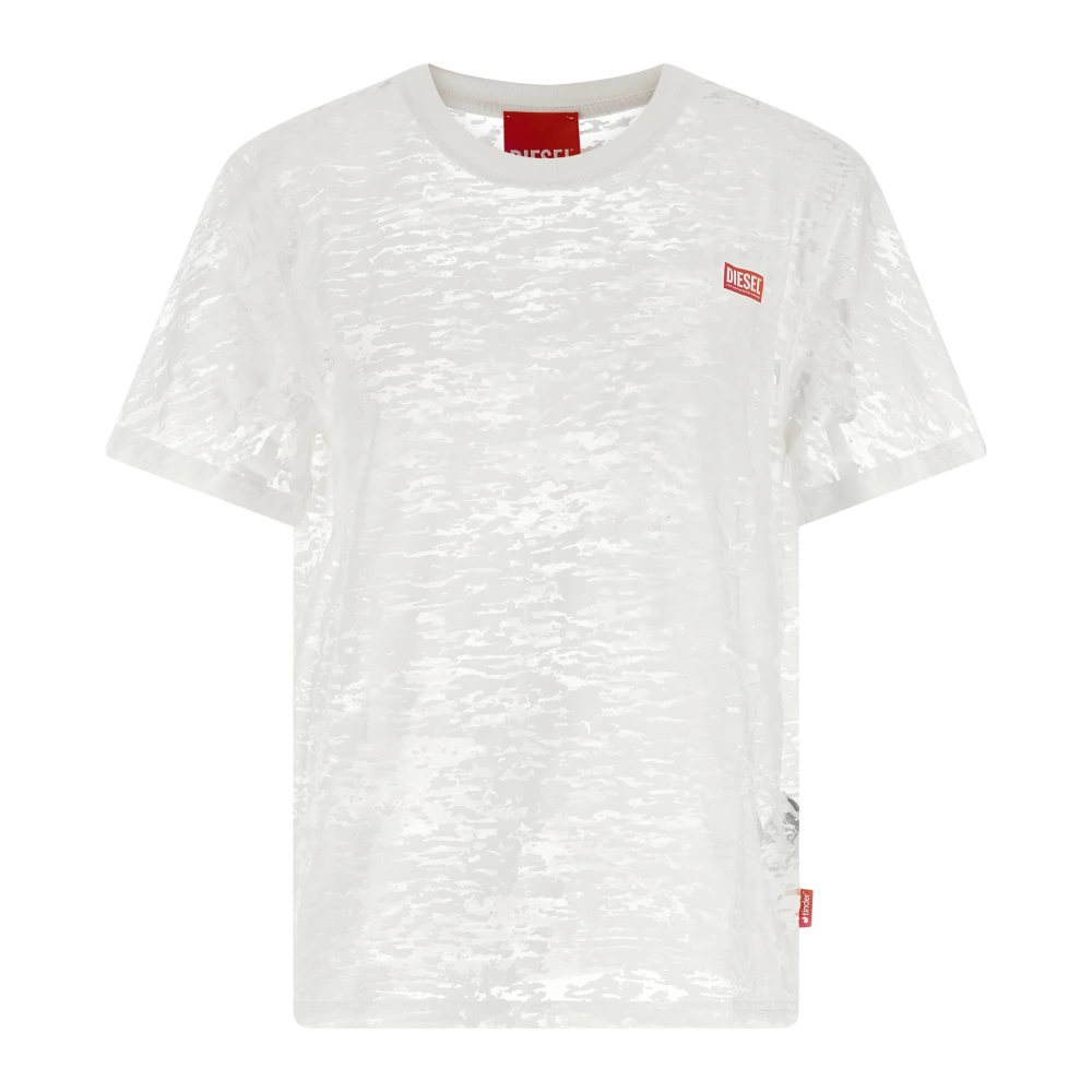 Diesel Vrouw Wit Tops Dames, S, Katoen, Pr-T-Nots-Mati-R T-Shirt