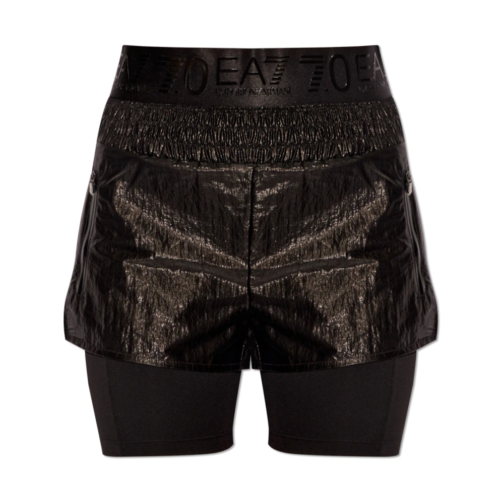 Emporio Armani EA7 Shorts met logo Black Dames