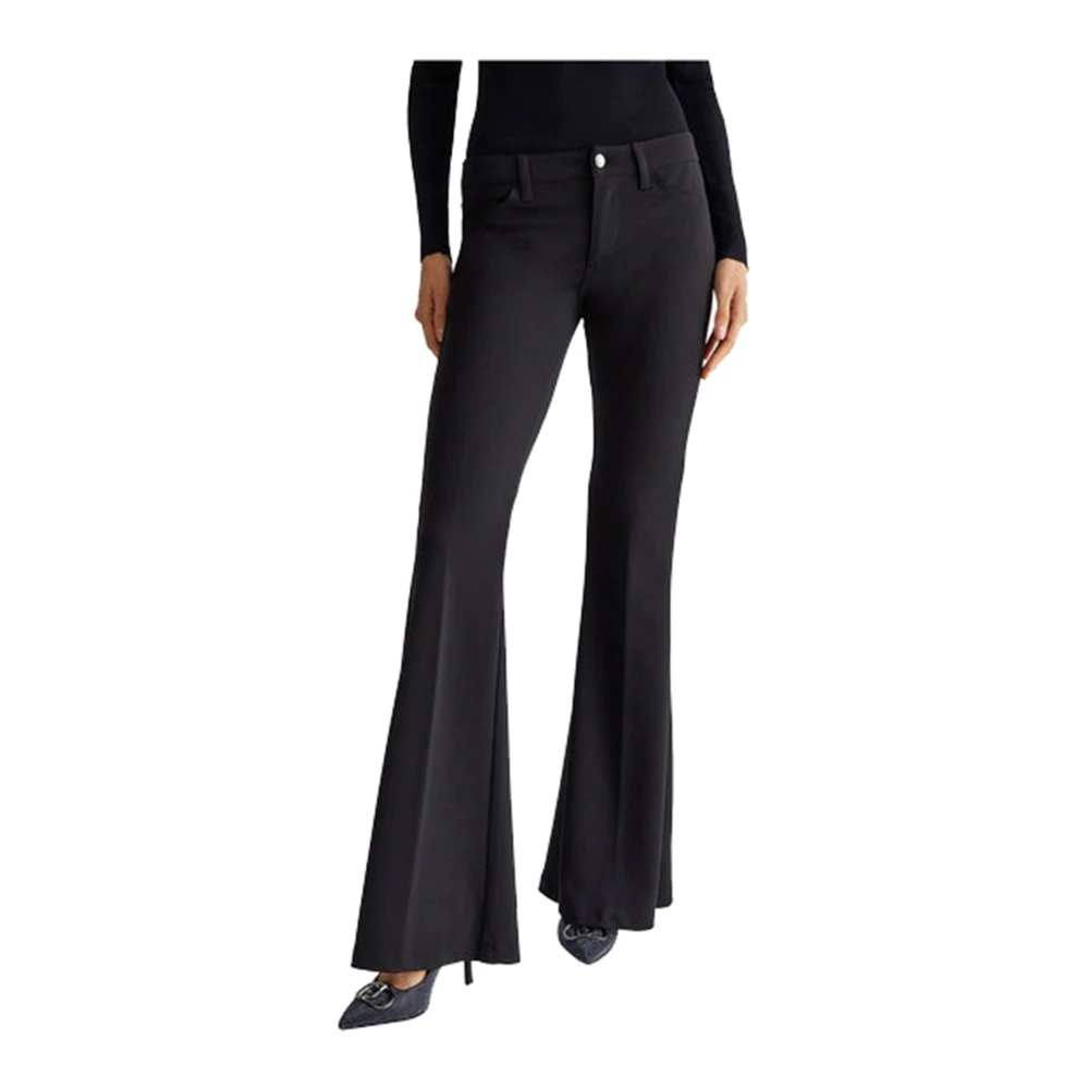 Liu Jo Flare broek met logo op achterzak Black Dames
