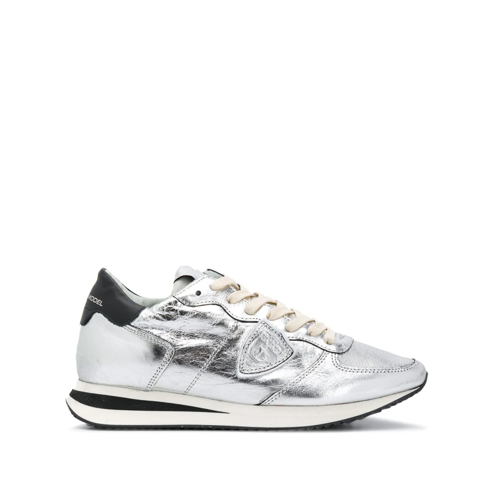 Philippe Model Metallic Leather Sneakers Dames Schoenen Grijs