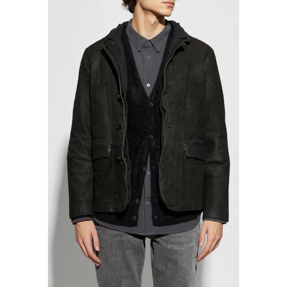 AllSaints Suède jas Survey met vintage effect Black Heren