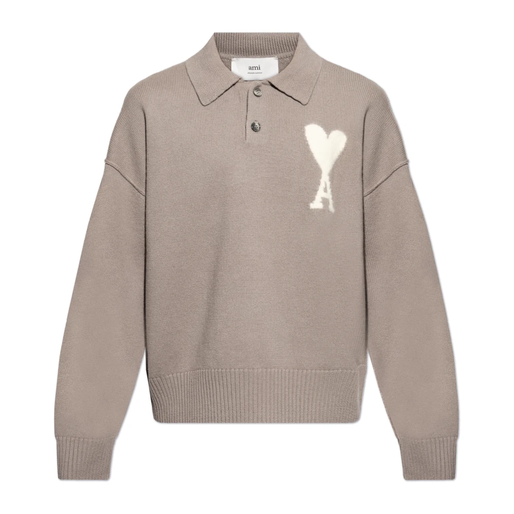 Ami Paris Polo trui Gray Heren