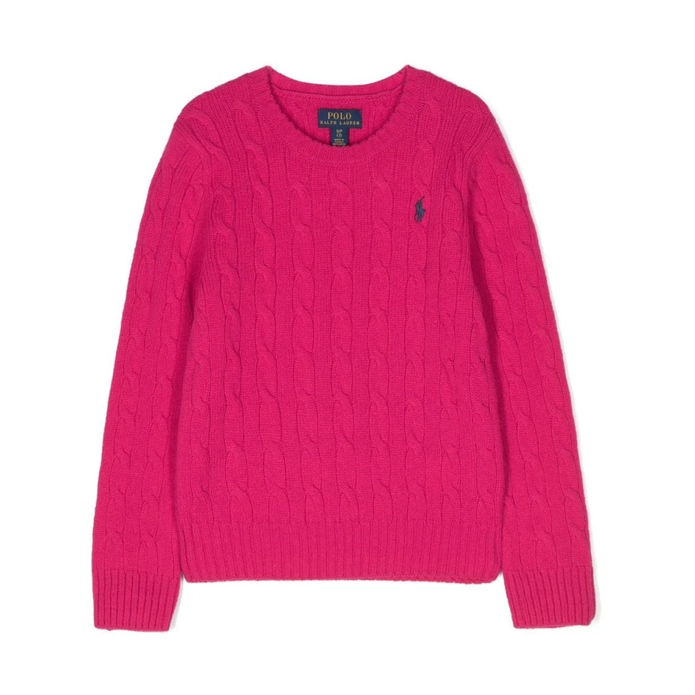 Polo Ralph Lauren Rosa Kabelstickad Tröja Pullover Barn Pink, Unisex