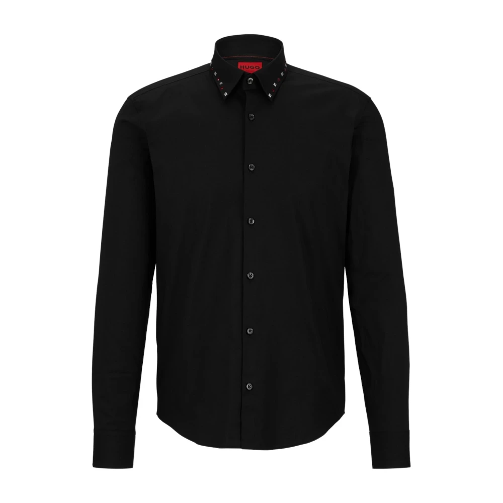 Hugo Boss Slim-Fit Fluweel Overhemd Black Heren