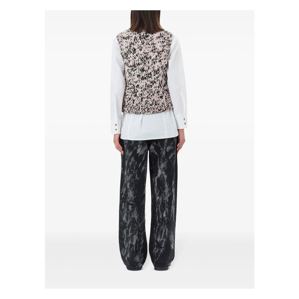 Ganni Krijtroze Wollen Gebreid Vest Pink Dames