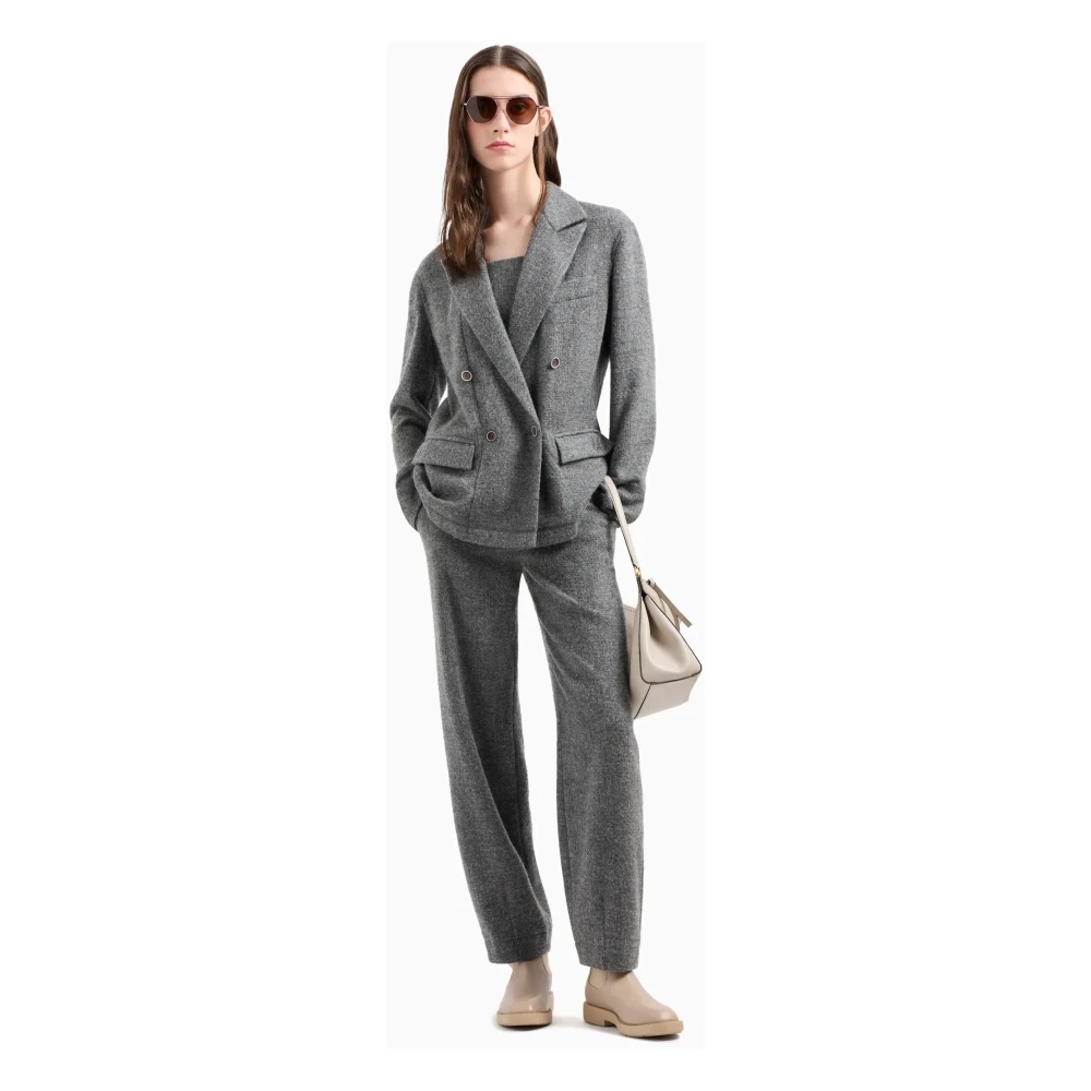 Emporio Armani Grijze wollen broek met vernauwde zoom Gray Dames