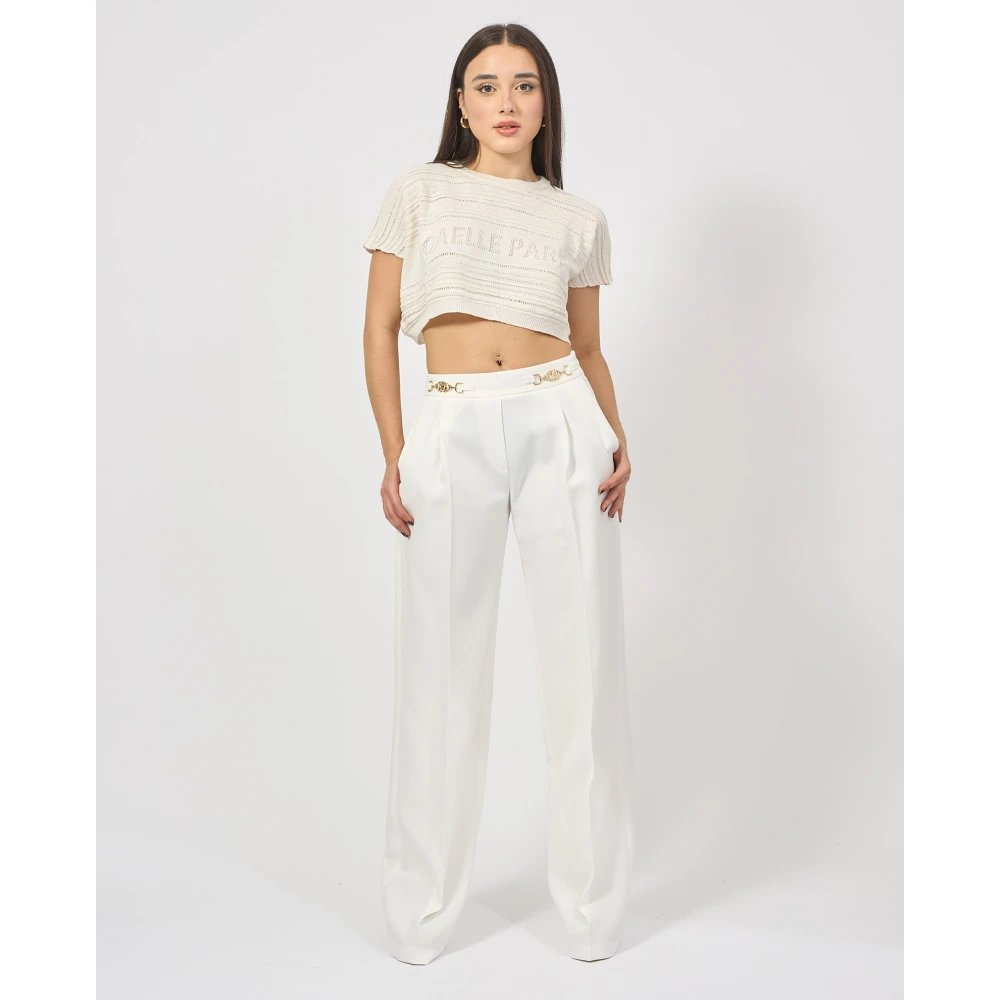 Gaëlle Paris Geknipte geperforeerde logoshirt Beige Dames