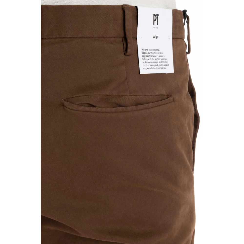 PT Torino Bruine Maatwerk Broek Rits Sluiting Brown Heren