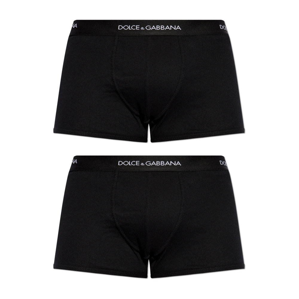 Dolce & Gabbana Mannelijk Zwart Ondergoed Heren, M, Katoen, Regular Boxer 2-Pack