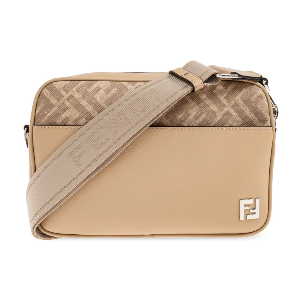 Fendi Men's Beige Logo Shoulder Bag
