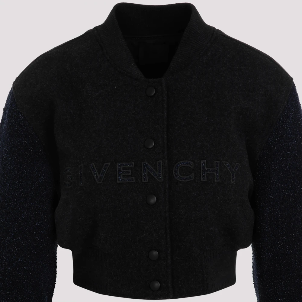 Givenchy Elegante Grijze Wollen Jas Black Dames